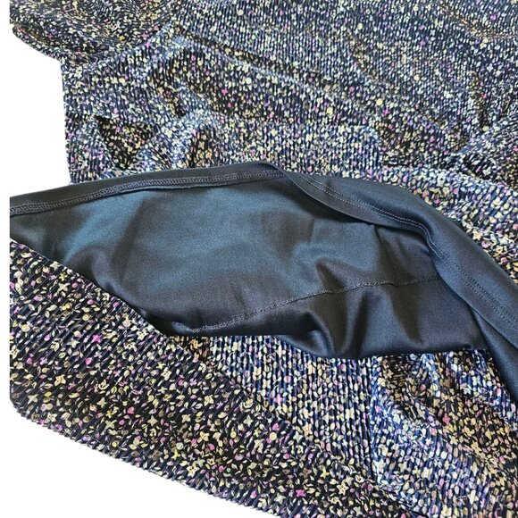 CJ Banks Blue Purple Blouse Layered Sequins Crinkle Micro Floral Sz 2X Sparkle - Picture 8 of 11